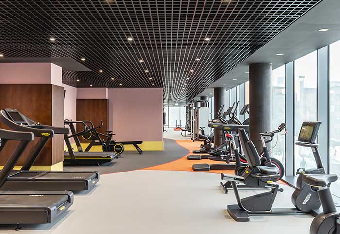 Gym with Technogym treadmills, exercise bikes, cross trainers and cable weights